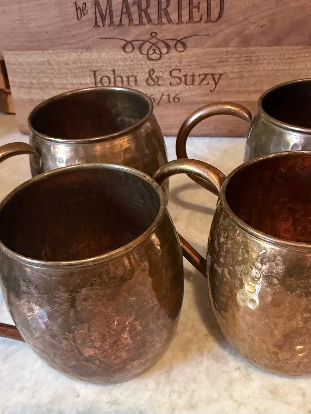 Hammered solid Copper mule mugs x4